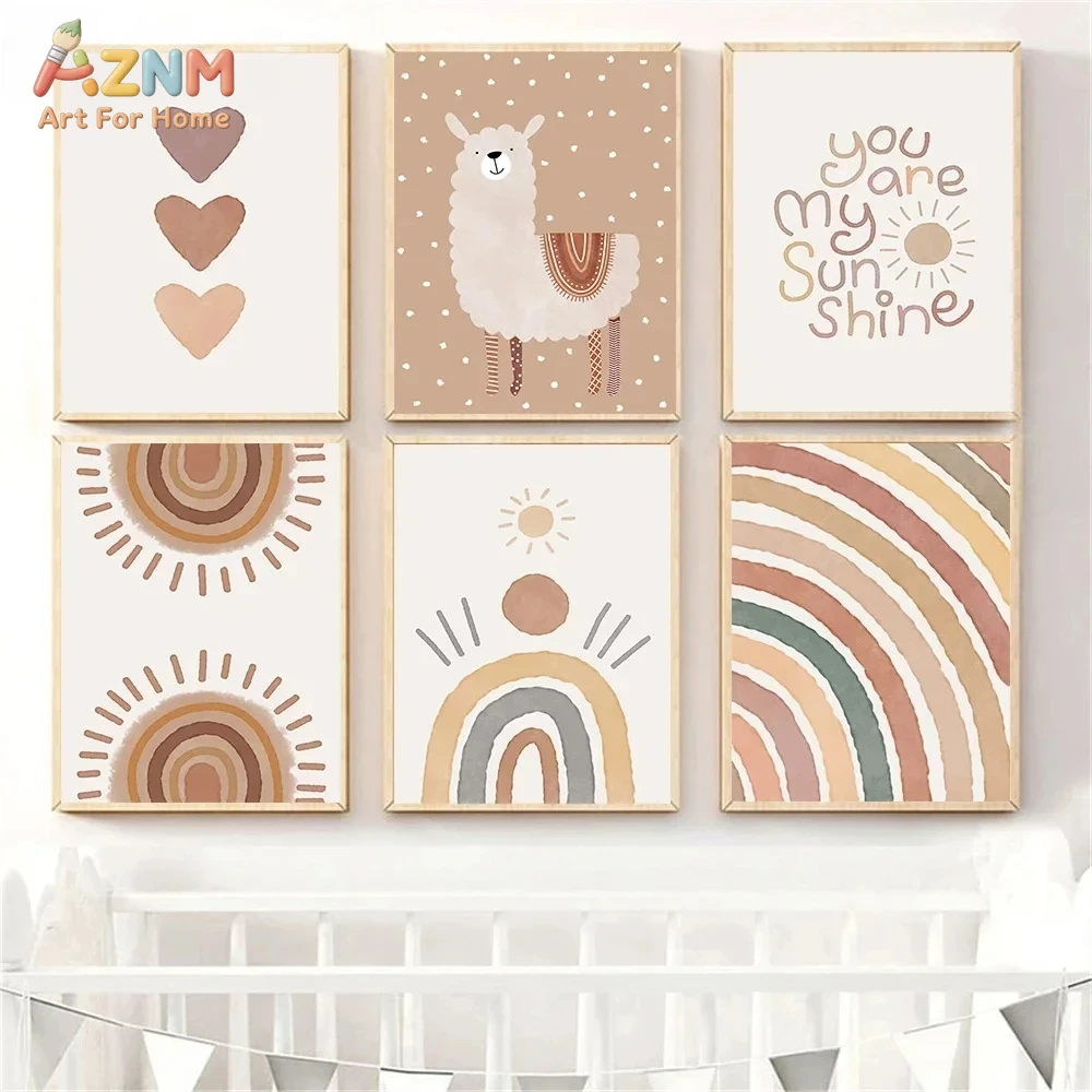 Baby Nursery Prints - AZNM Boho Neutral Llama Canvas Print