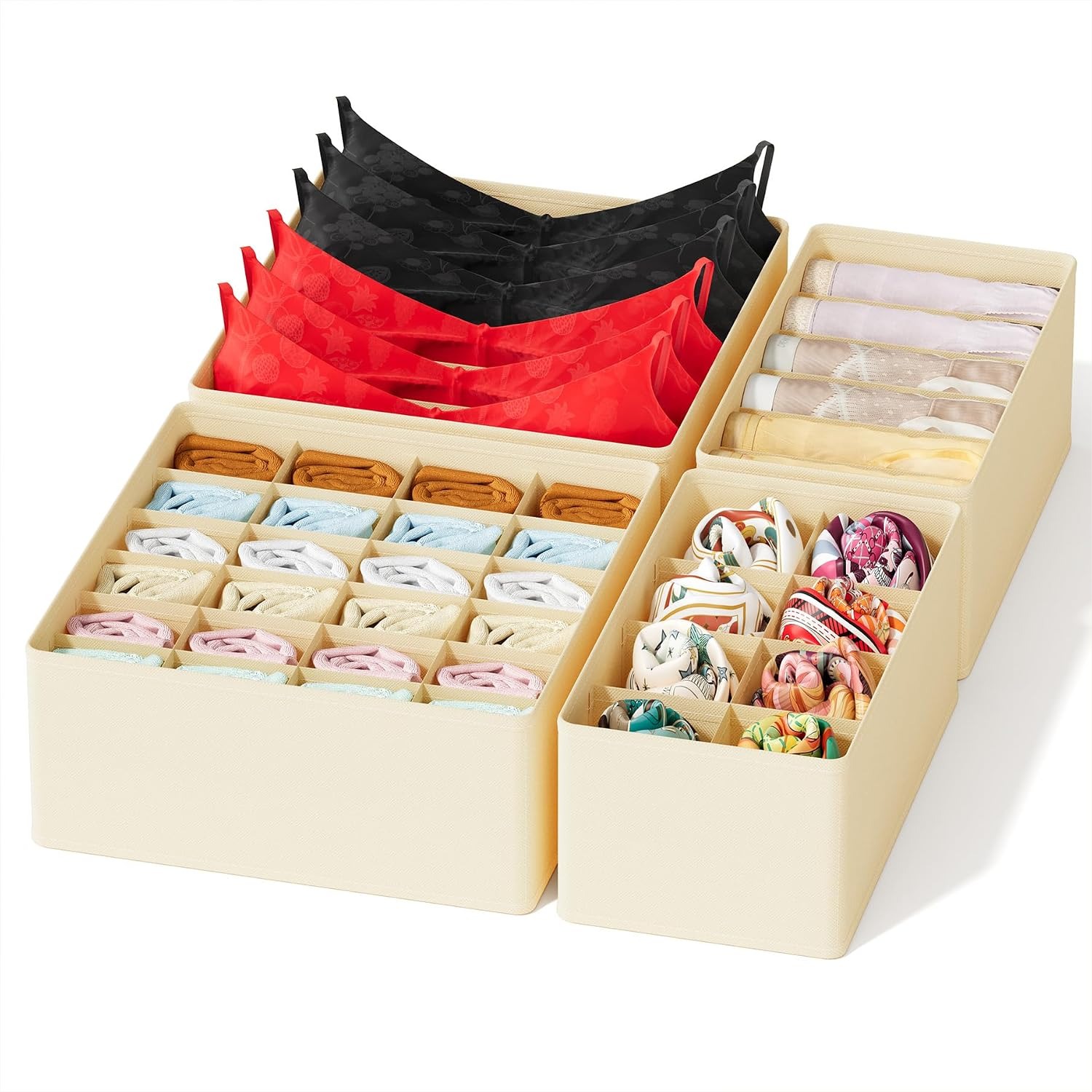 Baby Nursery Storage - Drawer Organizer 4 Pack with Dividers