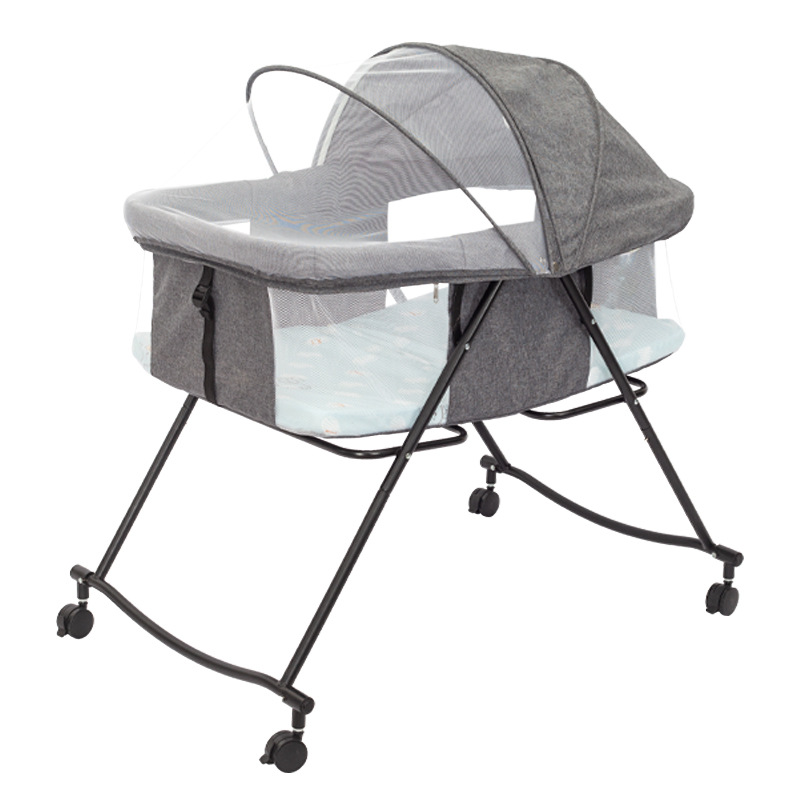 Baby Nursery Trolley - Portable Baby Crib Travel Bed with