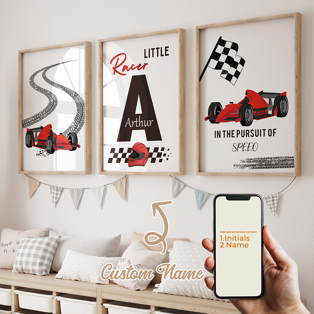 Baby Nursery Name - 3pcs Personalized Custom Name Cartoon Child
