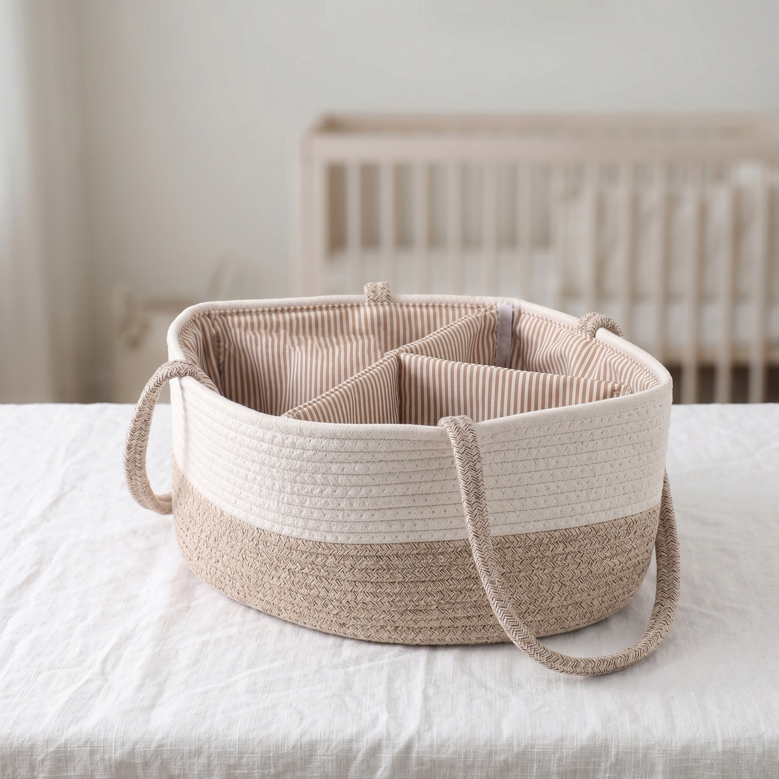Diaper Caddy Organizer - Portable Diaper Caddy Cotton Rope Baby