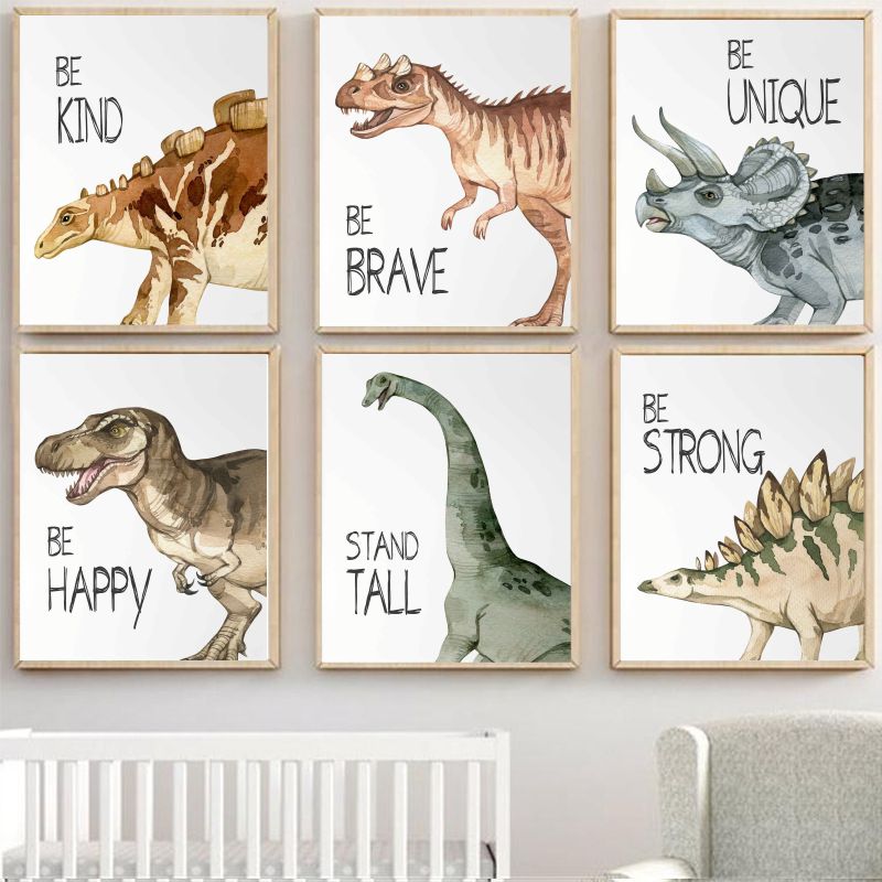 Baby Nursery Prints - Watercolor Dinosaur Poster Nursery Boy's Room