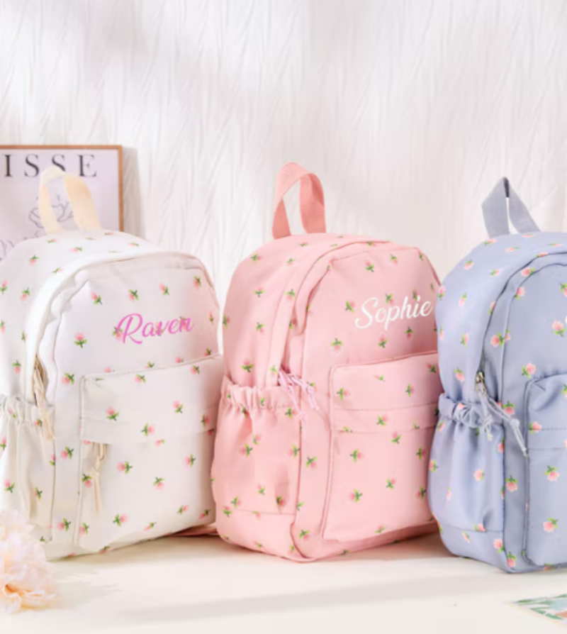 Baby Nursery Backpack - Personalized Toddler Backpack,Embroidered Floral Kids Backpack,Preschool