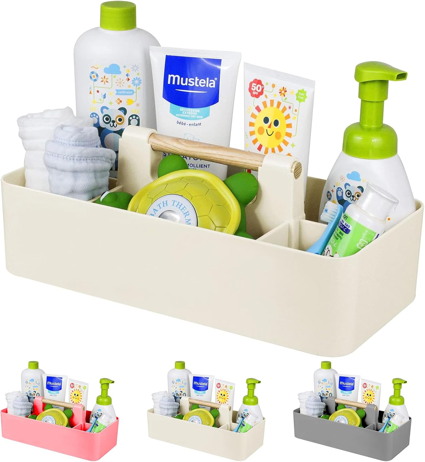 Baby Nursery Storage - Portable Baby Shower Caddy with Wood