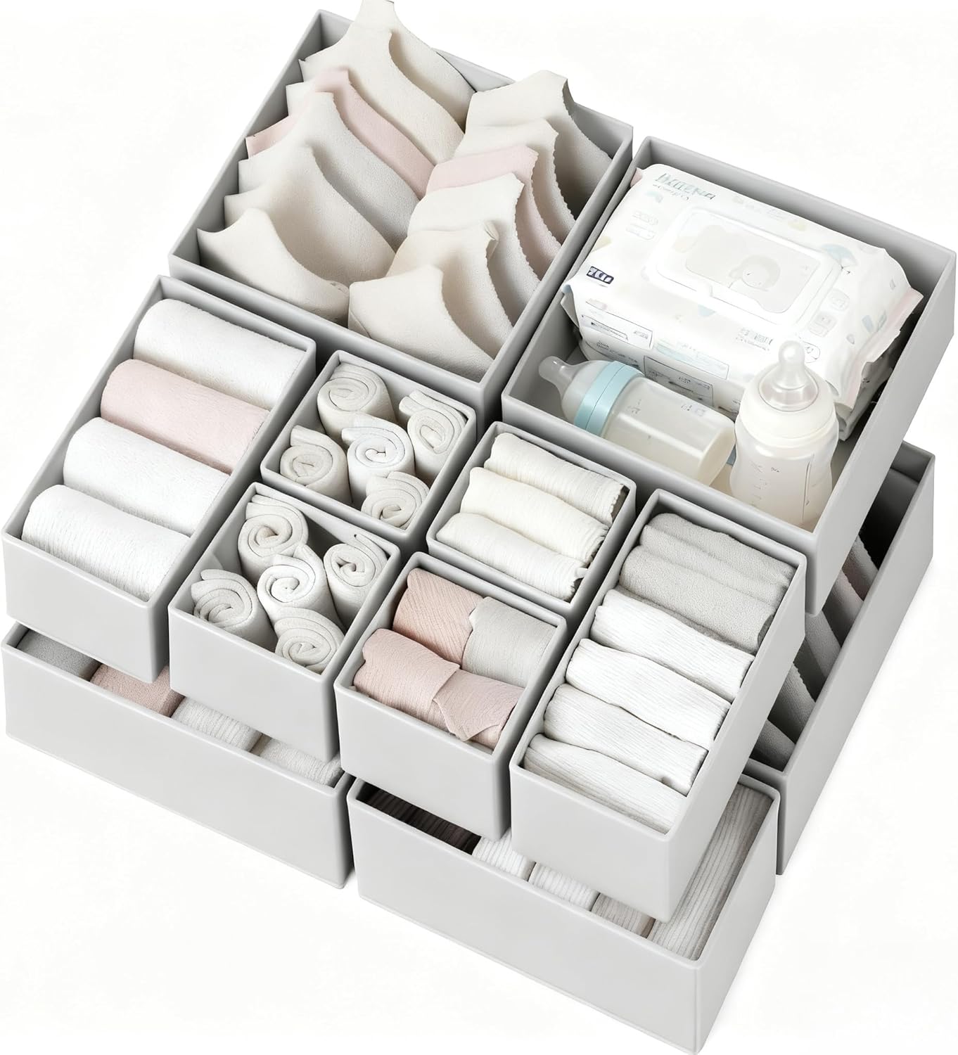 Baby Nursery Storage - Drawer Organizer Clothes 12 Pack, Dresser