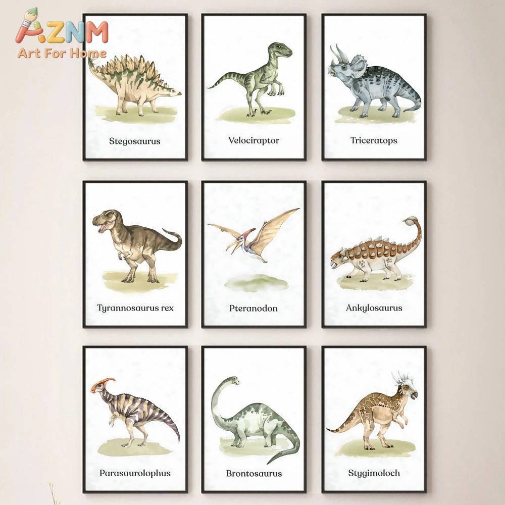 Baby Nursery Prints - AZNM Cute Cartoon Animal Canvas Wall