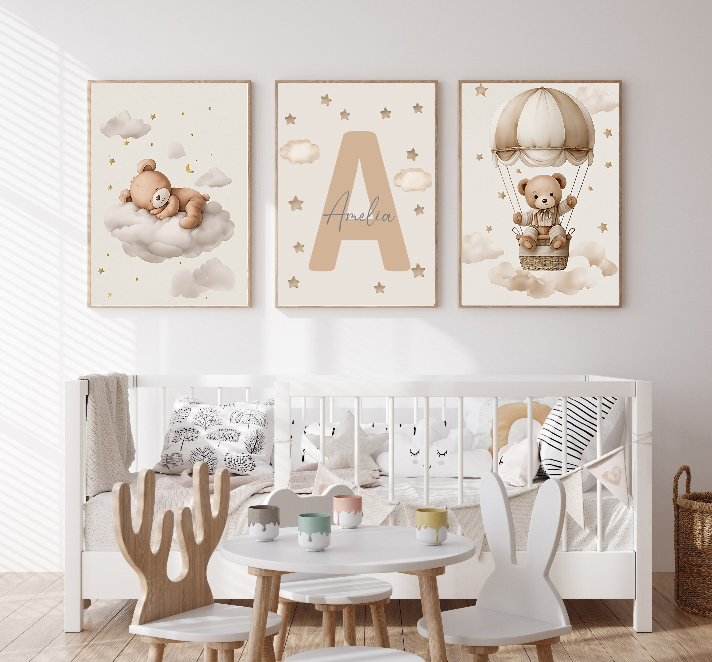 Baby Nursery Name - 3pcs/set Bohemian Teddy Bear Animal Custom