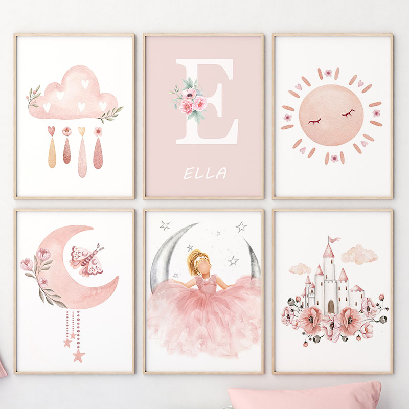 Pink Angel Girl Sun Moon Cloud - Baby Nursery Prints recensie en prijs