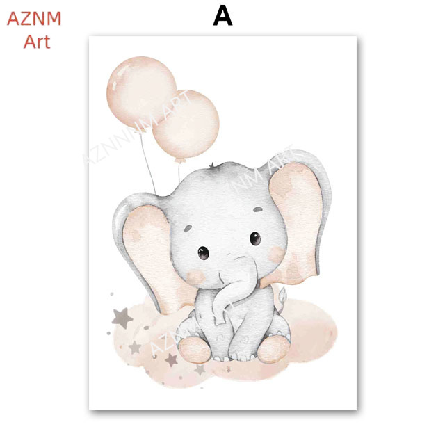 Elephant Balloon Rainbow Moon  - Baby Nursery Prints recensie en prijs