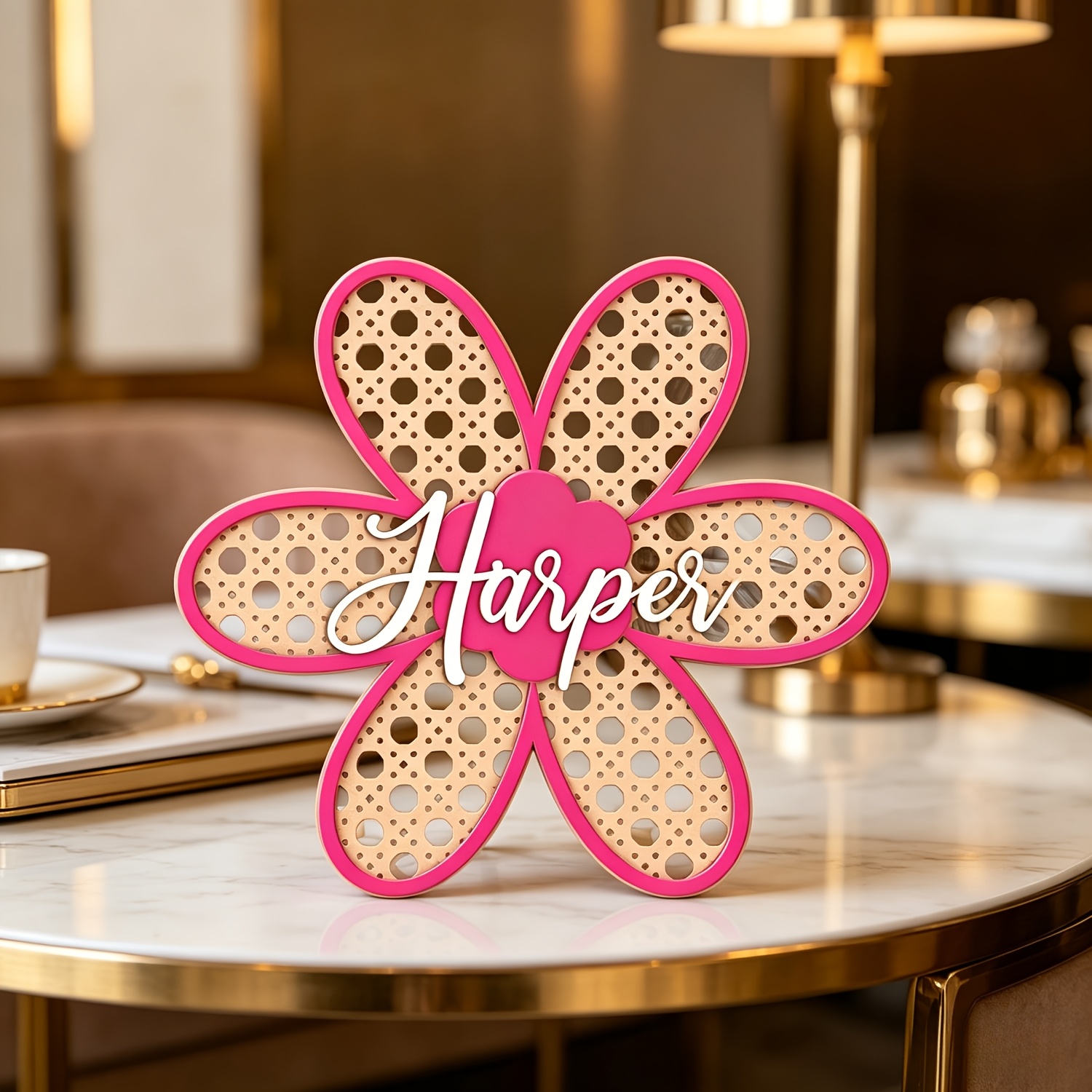 Personalized Boho Rattan Flowe - Baby Nursery Name recensie en prijs