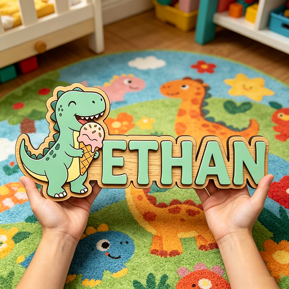 Whimsical Ice Cream Dinosaur C - Baby Nursery Name recensie en prijs