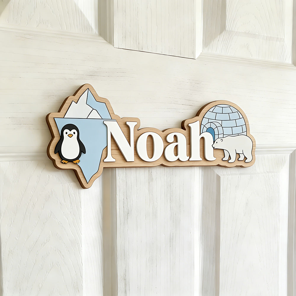Arctic Penguin & Polar Bear Cu - Baby Nursery Name recensie en prijs