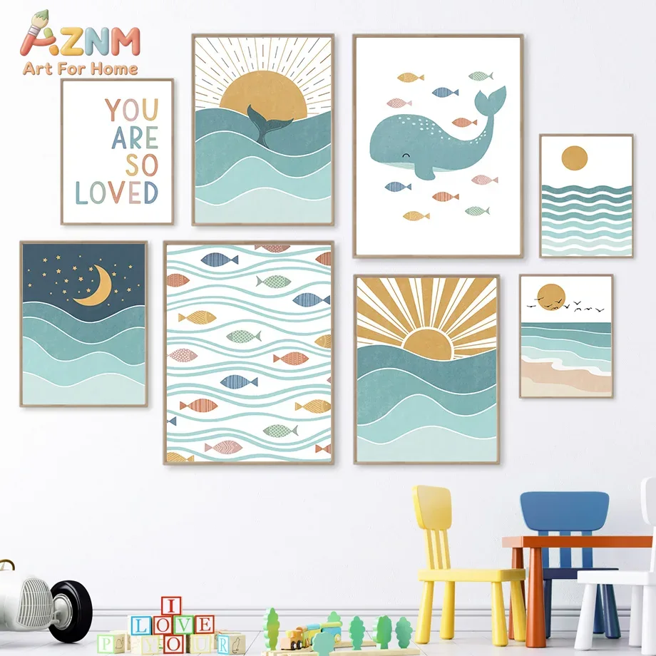 AZNM Boho Ocean Canvas Wall Ar - Baby Nursery Prints recensie en prijs