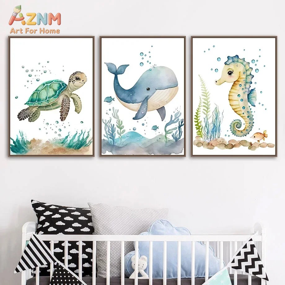 Cute Whale Sea Horse Octopus C - Baby Nursery Prints recensie en prijs