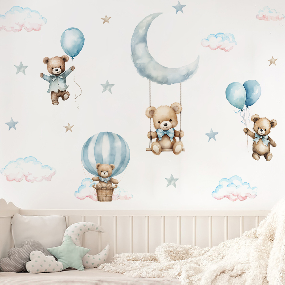 Watercolor Bear Hot Air Balloo - Baby Nursery Needs recensie en prijs