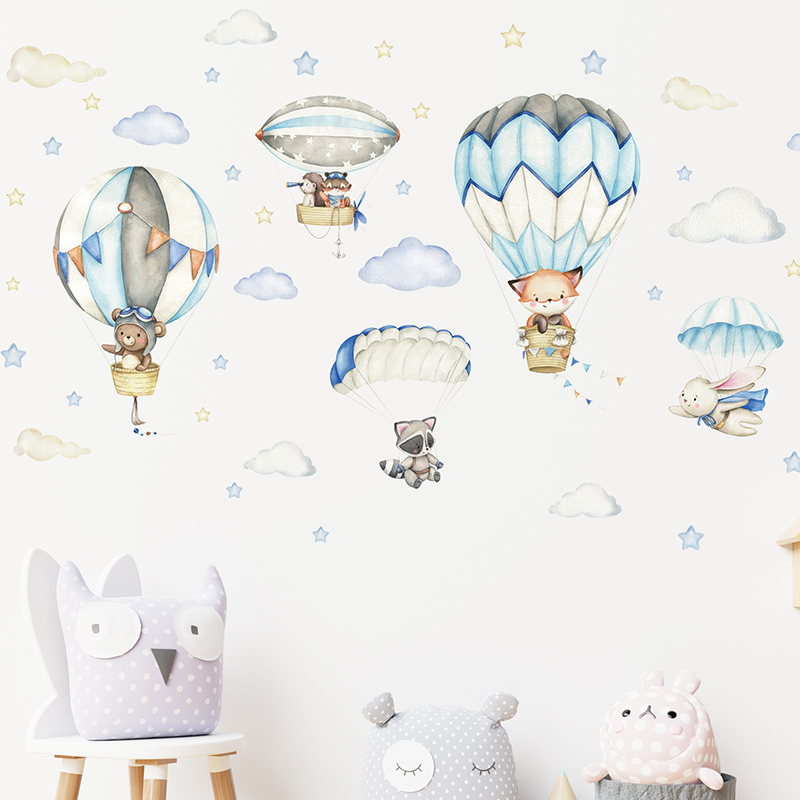 Cartoon Cute Animals Hot Air B - Baby Nursery Needs recensie en prijs