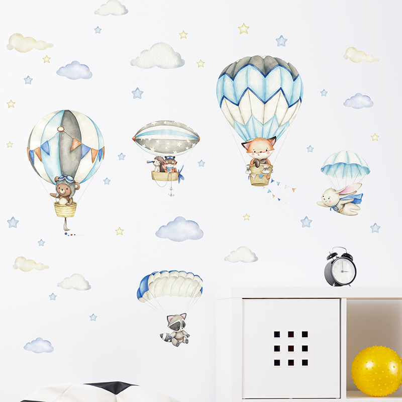 Cartoon Cute Animals Hot Air B - Baby Nursery Needs recensie en prijs