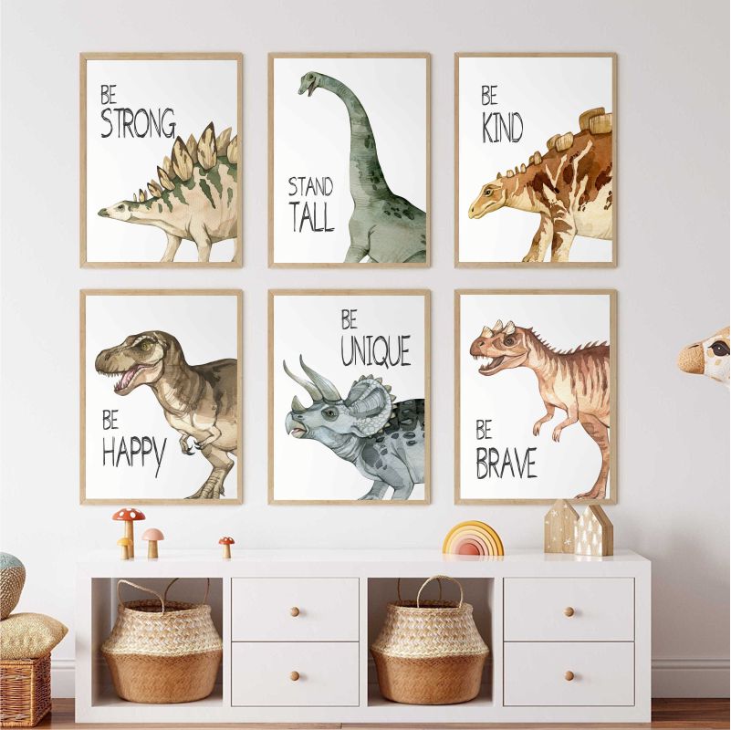 Watercolor Dinosaur Poster Nur - Baby Nursery Prints recensie en prijs