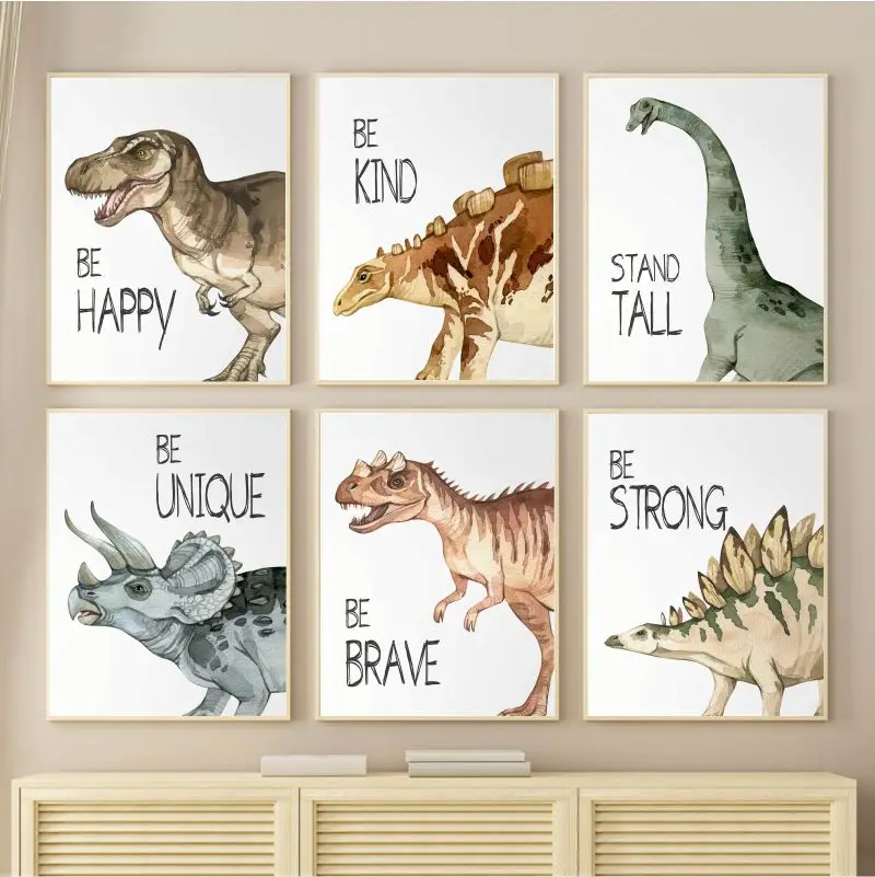 Watercolor Dinosaur Poster Nur - Baby Nursery Prints recensie en prijs