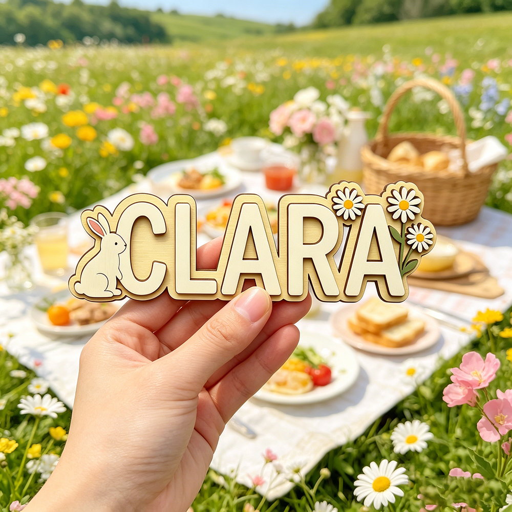 Custom Bunny & Daisy Kids Name - Baby Nursery Name recensie en prijs