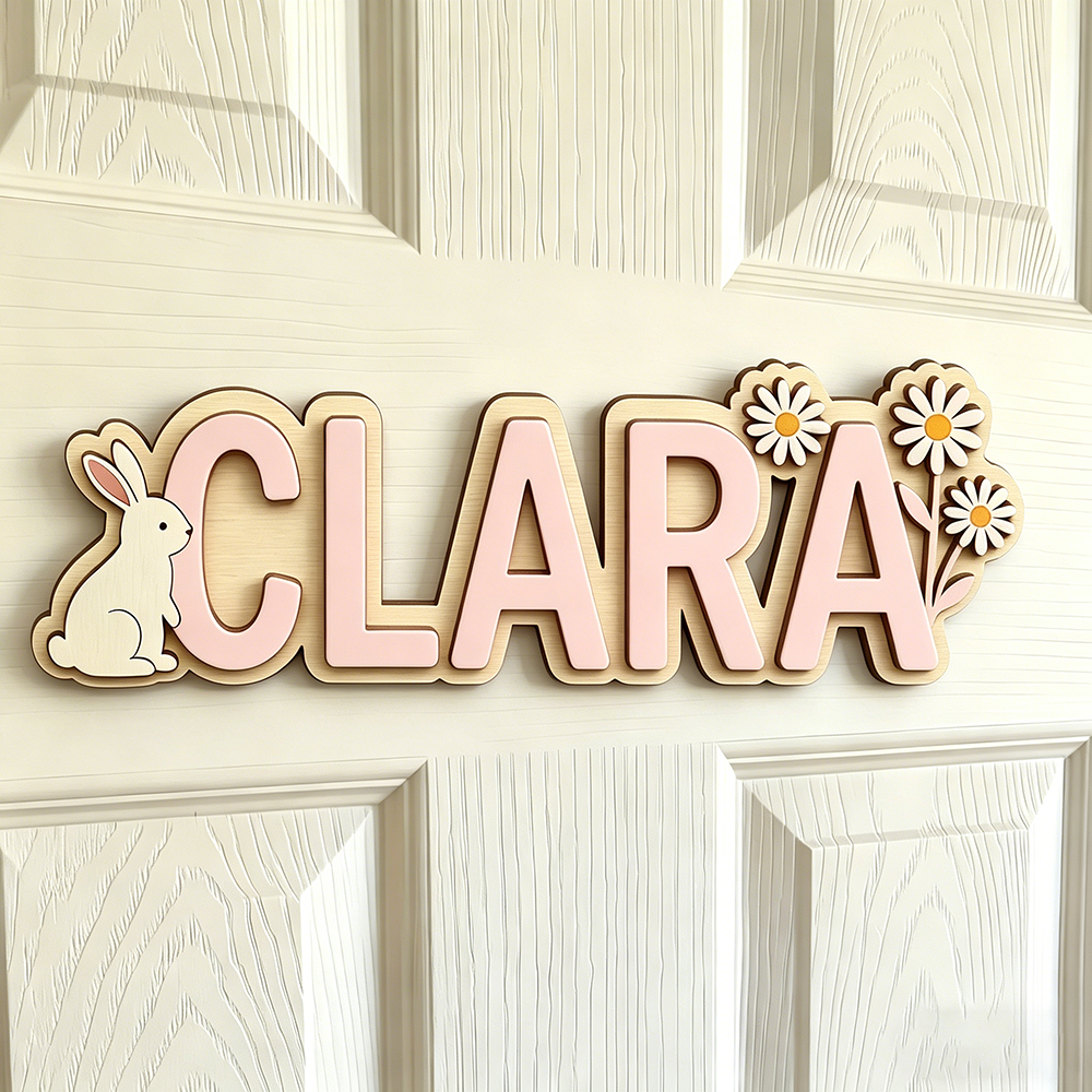 Custom Bunny & Daisy Kids Name - Baby Nursery Name recensie en prijs