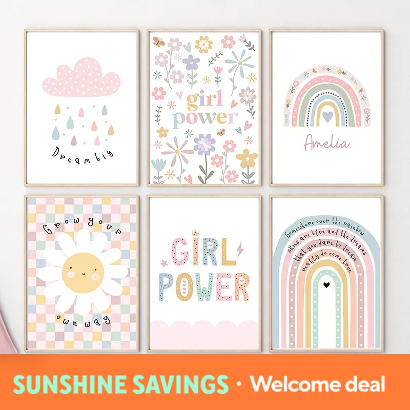 Sun Flower Rainbow Cloud Heart - Baby Nursery Prints recensie en prijs