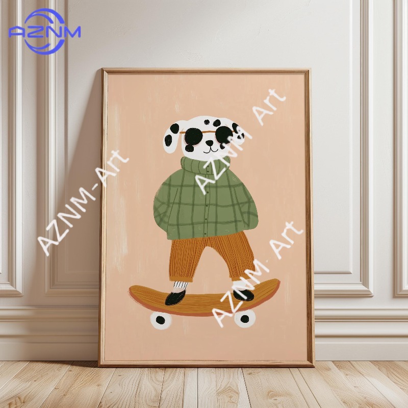 1PC Funny Animal Skateboarding - Baby Nursery Prints recensie en prijs