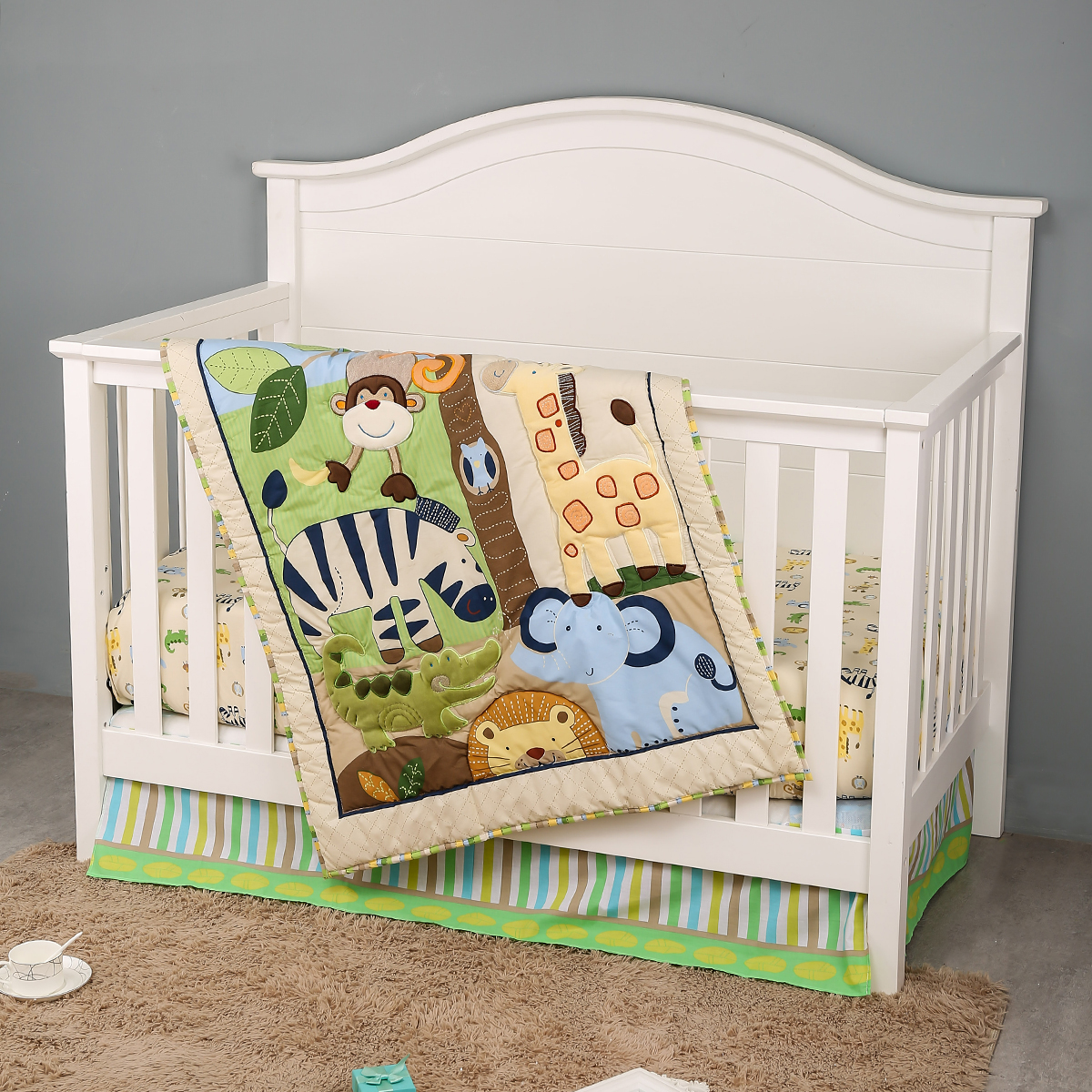 3Pcs Embroidered baby crib bed - Baby Nursery Quilts recensie en prijs