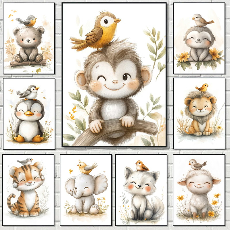 Boho Style Cartoon Animal Illu - Baby Nursery Prints recensie en prijs
