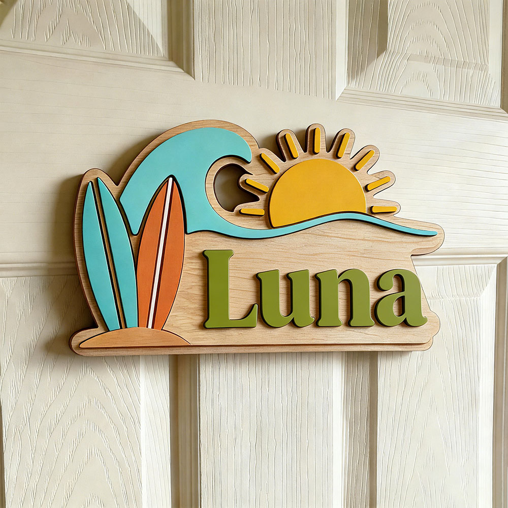 Custom Beach Wave Surfboard Su - Baby Nursery Name recensie en prijs