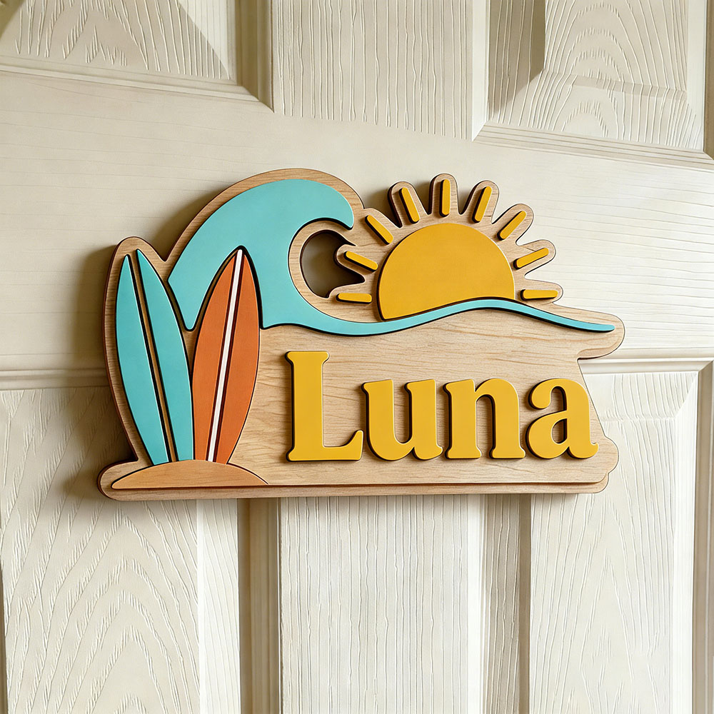 Custom Beach Wave Surfboard Su - Baby Nursery Name recensie en prijs