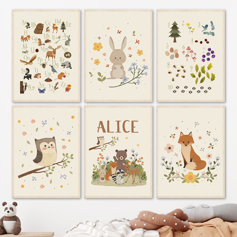 1pc frameless Cute Rabbit Fox  - Baby Nursery Prints recensie en prijs