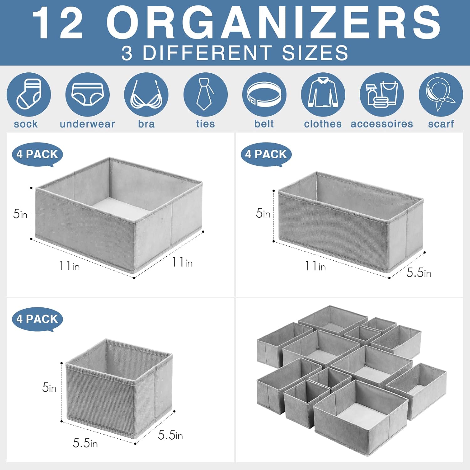 Drawer Organizer Clothes 12 Pa - Baby Nursery Storage recensie en prijs