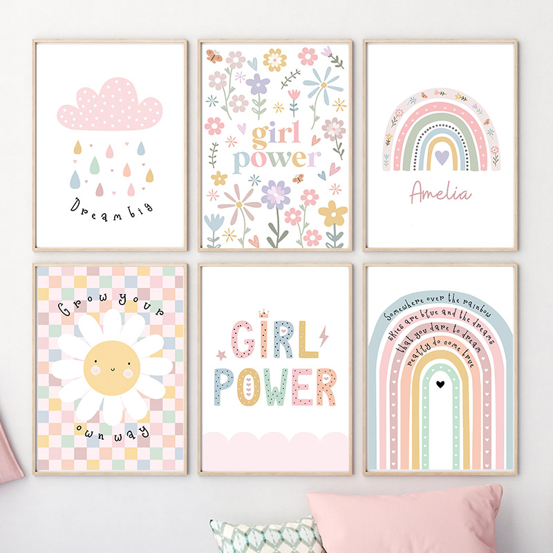 Sun Flower Rainbow Cloud Heart - Baby Nursery Prints recensie en prijs
