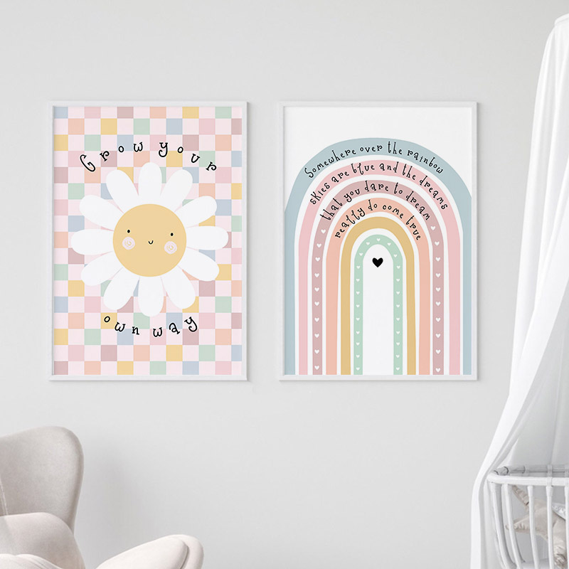 Sun Flower Rainbow Cloud Heart - Baby Nursery Prints recensie en prijs