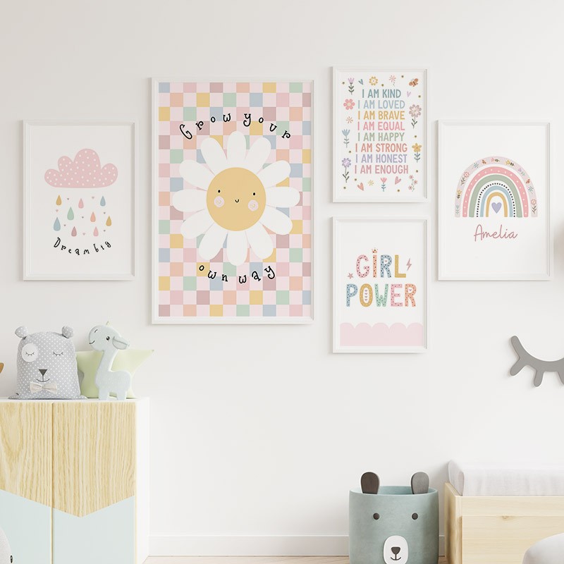 Sun Flower Rainbow Cloud Heart - Baby Nursery Prints recensie en prijs